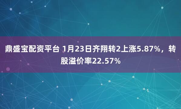 鼎盛宝配资平台 1月23日齐翔转2上涨5.87%，转股溢价率22.57%